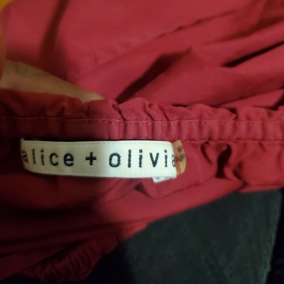 Alice + Olivia Jada Caped Off the shoulder Cotton Mini Dress Burgundy Size Small - Picture 3 of 10